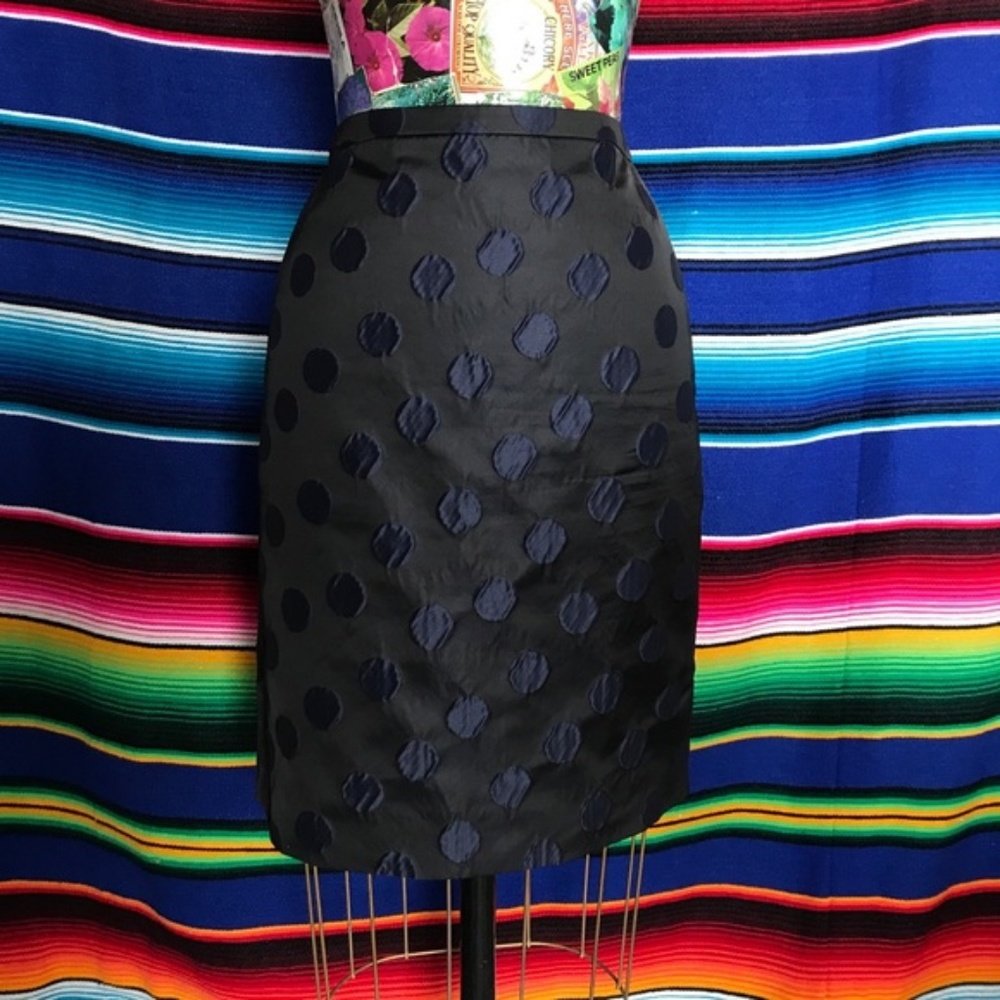 J Crew No 2 Circle Pencil Skirt Polka Dot Sheath - Picture 1 of 8